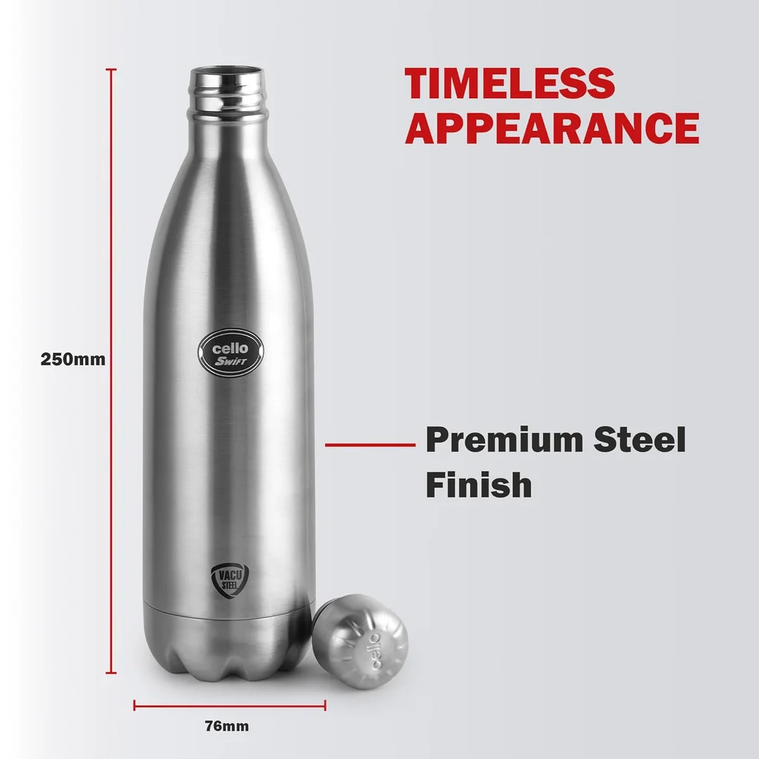 Cello Swift Thermosteel 500ml Insulated Water Bottle | Double-Walled | Leakproof & Rust-Proof Flask for Hot & Cold Beverages – Trave| Gym| Office Use image 3