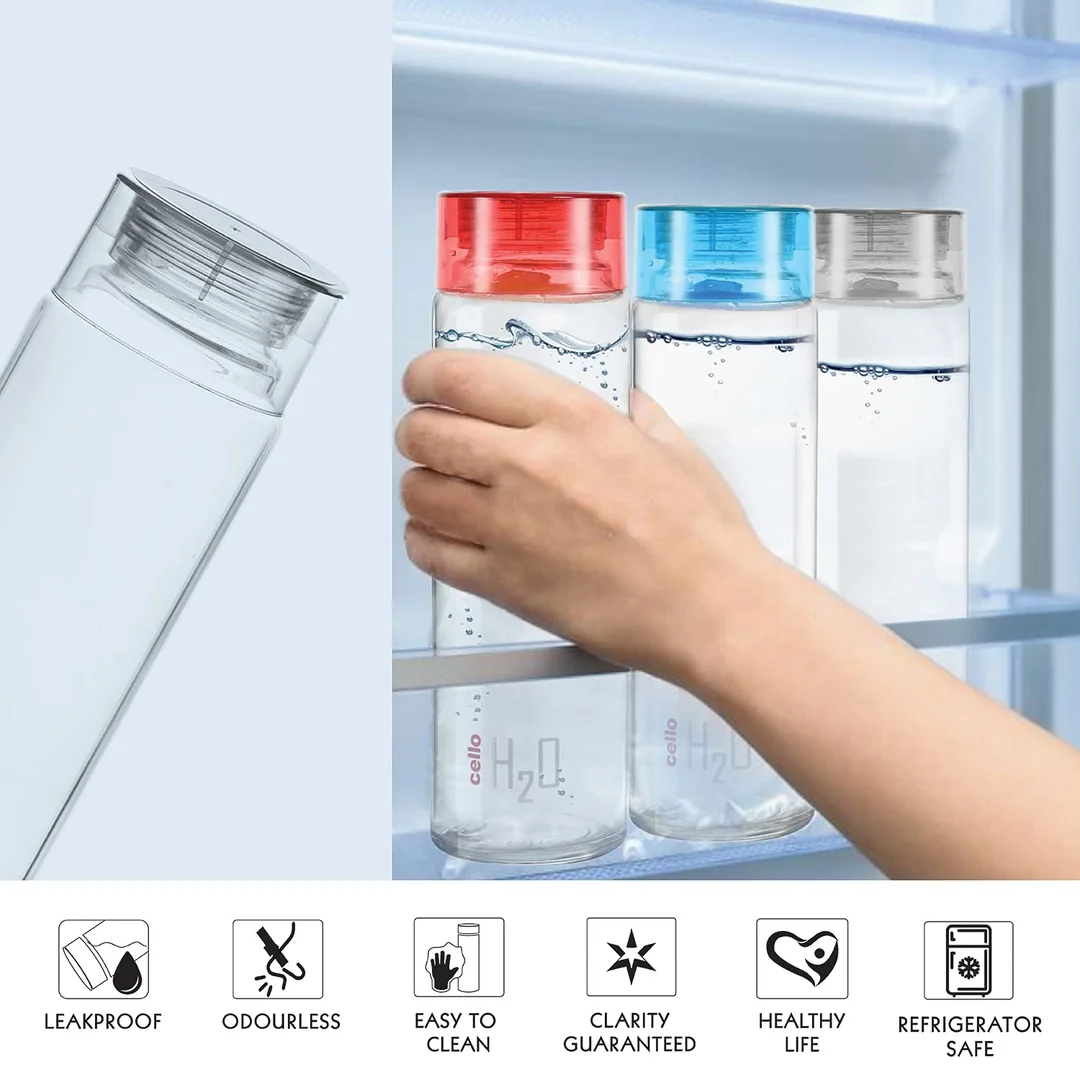 cello glass fridge water bottle 920 ml leak proof lightweight | home use fridge safe bottle  image 3