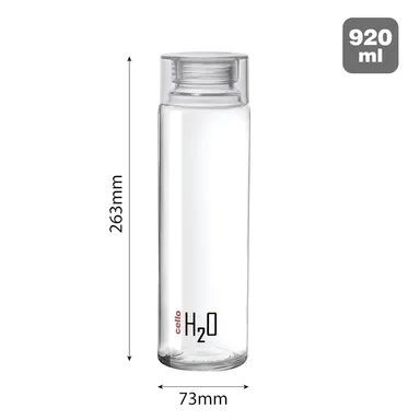 cello glass fridge water bottle 920 ml leak proof lightweight | home use fridge safe bottle  thumbnail 3