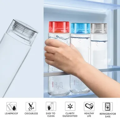 cello glass fridge water bottle 920 ml |leak proof lightweight | home use fridge safe bottle  thumbnail 2