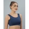 Blue Wirefree Seamless Sports Bra for Women | Full Coverage Lightly Padded Workout & Activewear Top image 3
