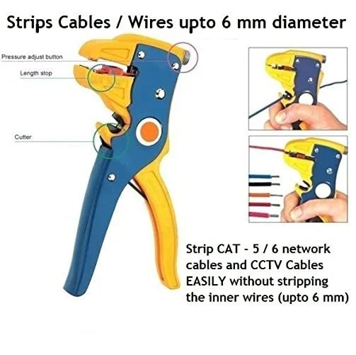Wire Cutter and Stripper Tool | Self-Adjusting| Automatic Cable Stripping for 6mm Wire | Electricians & DIY | Heavy Duty Build image 2