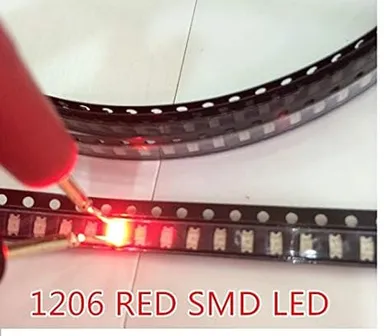 1206 Red SMD LED Ultra Bright PCB Indicator 3.2×1.6 mm 620‑625 nm Surface Mount 50pcs Pack High Brightness Status LED for Electronics Projects India thumbnail 1