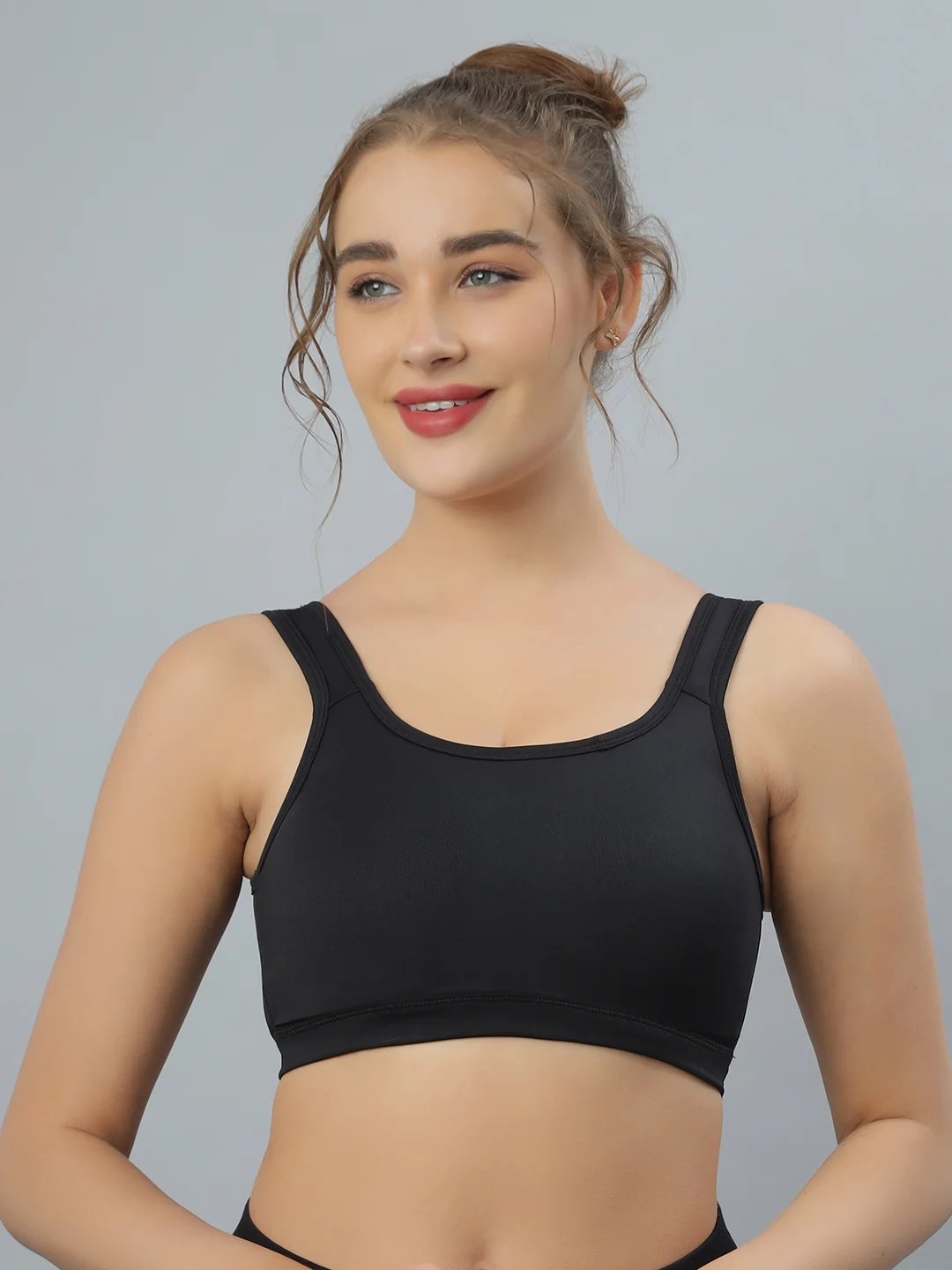 Women’s Cotton Sports Bra | Non-Padded Wire-Free Comfort |  for Daily Use, Gym & Yoga | Breathable & Affordable| black image 1