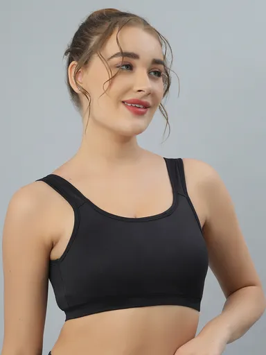 Women’s Cotton Sports Bra | Non-Padded Wire-Free Comfort |  for Daily Use, Gym & Yoga | Breathable & Affordable| black thumbnail 1
