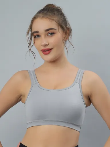 Women’s Cotton Bra | Non-Padded Non-Wired Full Cup | Beginners Everyday Comfort Bra | gray thumbnail 0