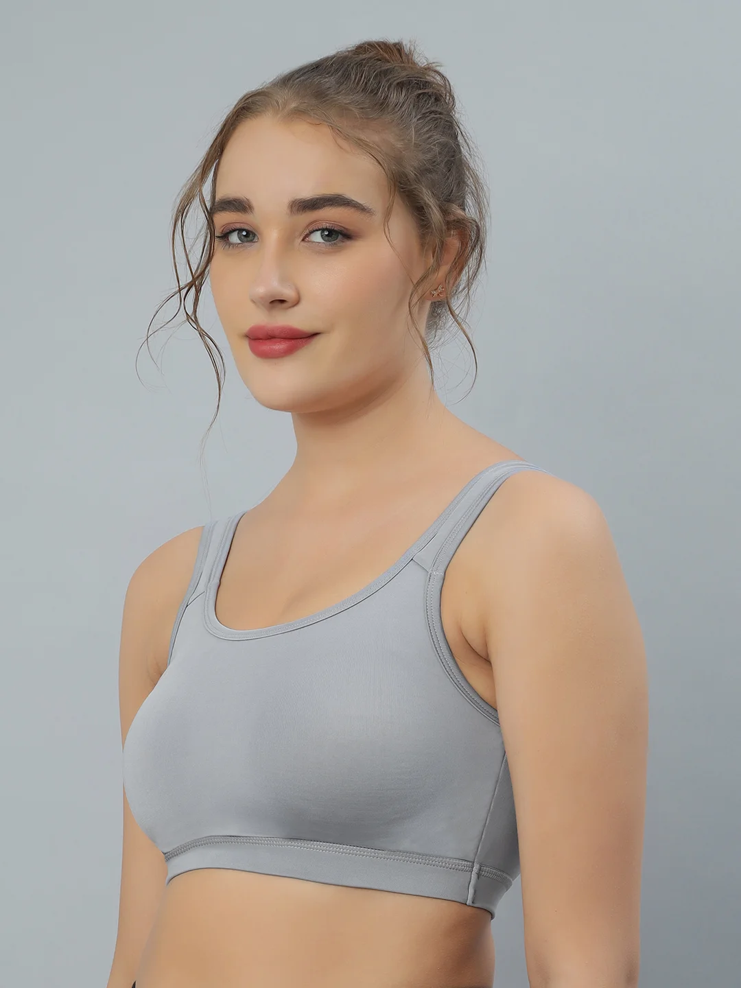 Women’s Cotton Bra | Non-Padded Non-Wired Full Cup | Beginners Everyday Comfort Bra | gray image 2