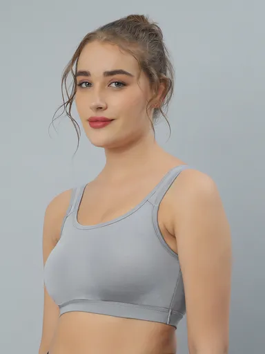 Women’s Cotton Bra | Non-Padded Non-Wired Full Cup | Beginners Everyday Comfort Bra | gray thumbnail 1