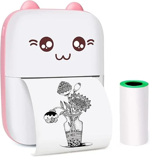 Portable Mini Bluetooth Thermal Printer Inkless for iOS Android | Wireless Receipt, Photo & Label Printing Pink image 1