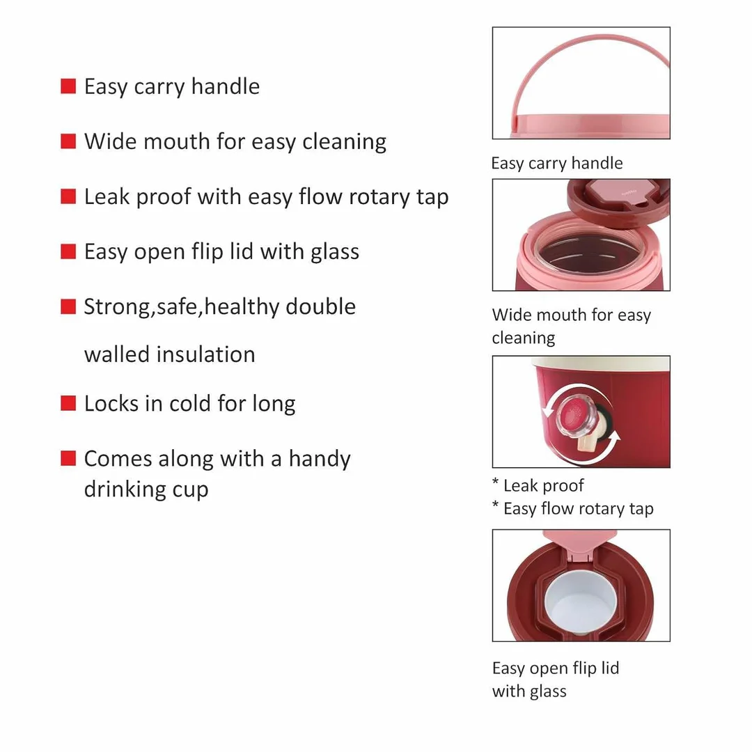 10 L Plastic PU Insulated Water Jug,|Leak‑resistant, BPA Free, Wide Mouth|Easy Carry image 2