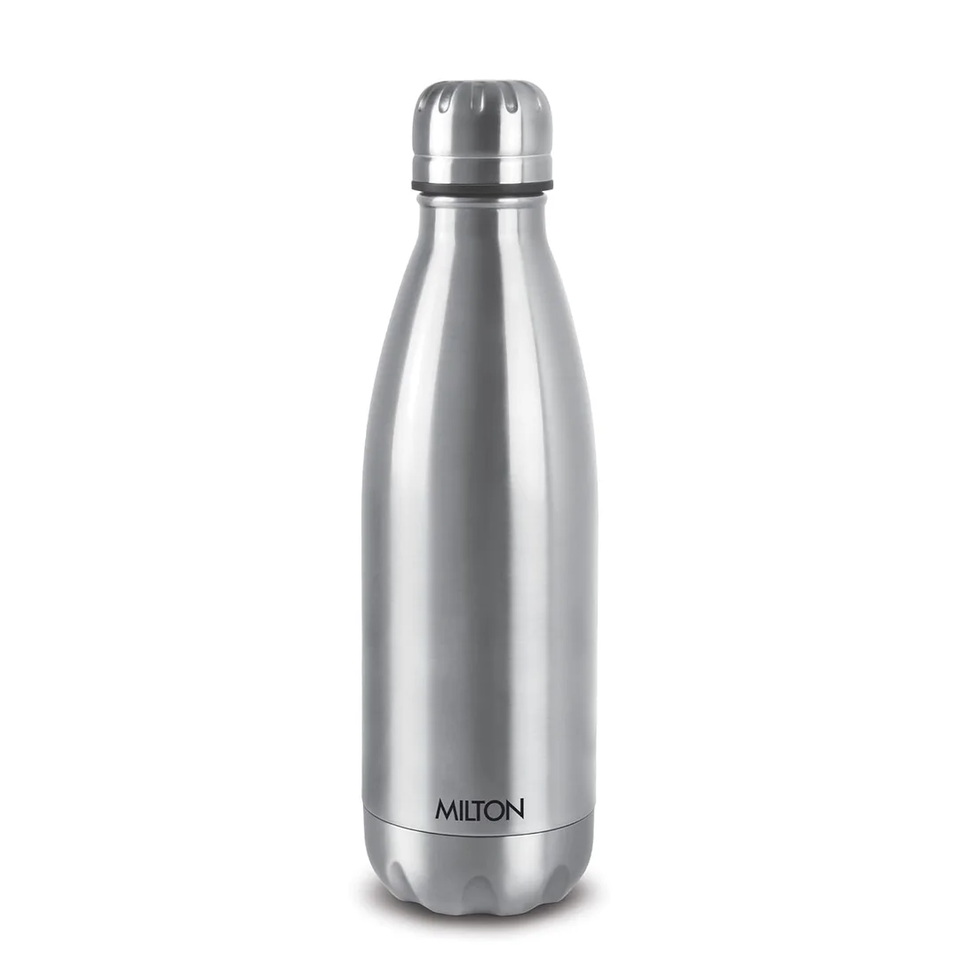 Milton Duo DLX 500 Thermosteel Water Bottle 500 ml, Leak Proof Lid, Vacuum Insulated, ISI Certified, 24-Hour Hot & Cold, Stainless Steel for Office, Gym, School, Premium Quality, Silver image 1