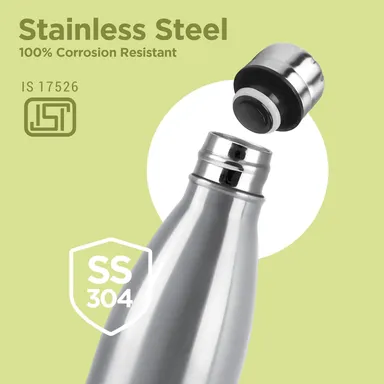 Milton Duo DLX 500 Thermosteel Water Bottle 500 ml, Leak Proof Lid, Vacuum Insulated, ISI Certified, 24-Hour Hot & Cold, Stainless Steel for Office, Gym, School, Premium Quality, Silver thumbnail 3