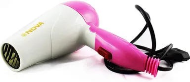 Nova NV-1290 Professional Foldable Hair Dryer with 2 Speed Control for Women and Men| 1000 Watts| Pink |Lightweight, Fast Drying, Compact Design| Ideal for Travel thumbnail 1