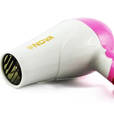 Nova NV-1290 Professional Foldable Hair Dryer with 2 Speed Control for Women and Men| 1000 Watts| Pink |Lightweight, Fast Drying, Compact Design| Ideal for Travel thumbnail 0