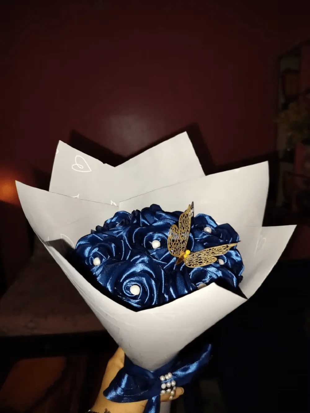 Blue Rose Artificial Flowers Bouquet for Decoration Home & Gifting | Elegant Faux Bunch Vase-Ready Pack of 1 image 1