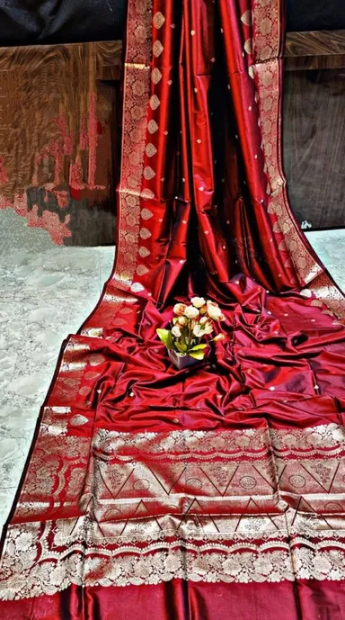 Pure Handcrafted Red Monipuri Resham Silk Saree with Blouse Piece Silk Mark Certified Traditional Indian Wedding Festive Ethnic Silk Saree thumbnail 0