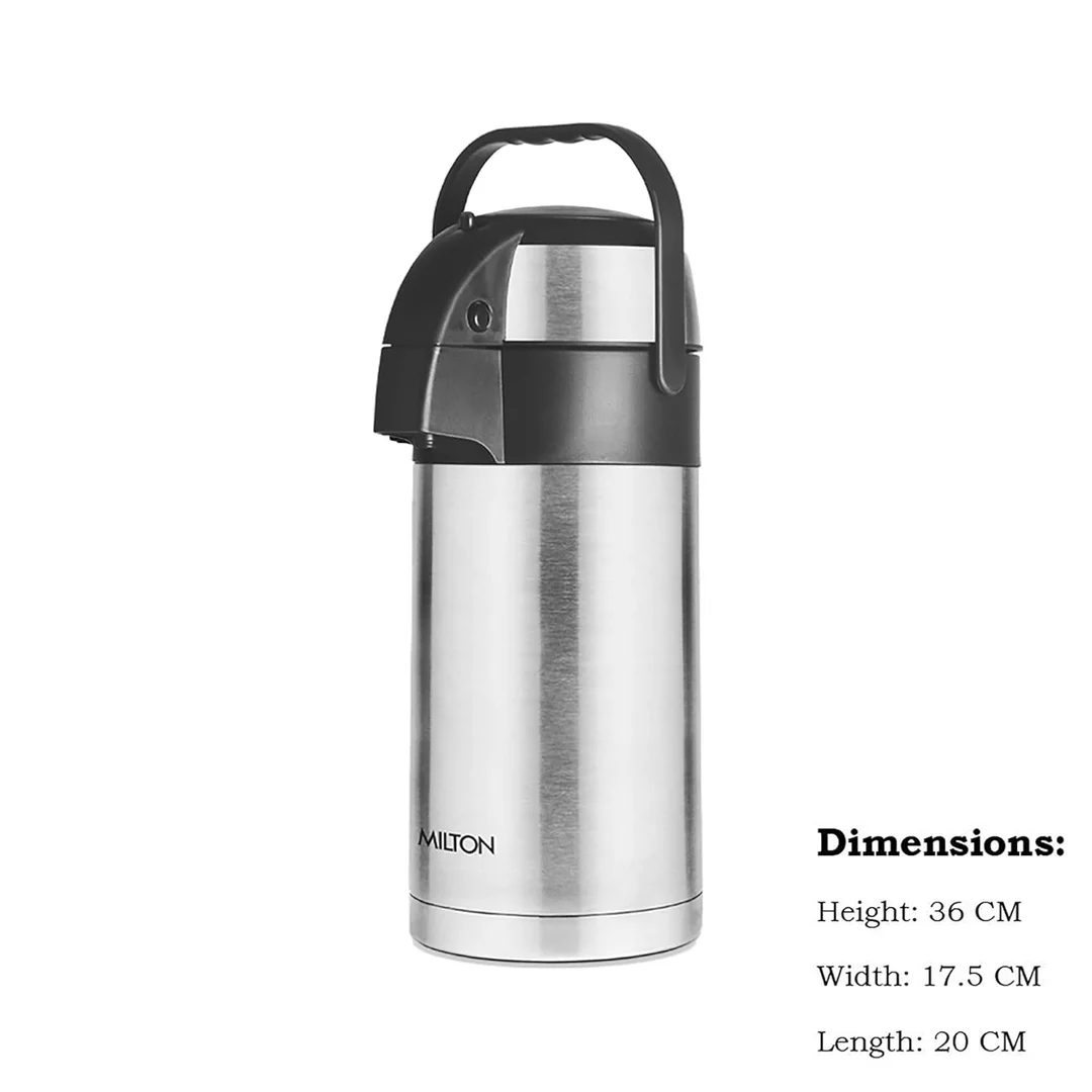 Milton Thermosteel 2500ml Beverage Dispenser Stainless Steel Vacuum Insulated Leak-Proof Pump Flask for Hot & Cold Drinks image 1