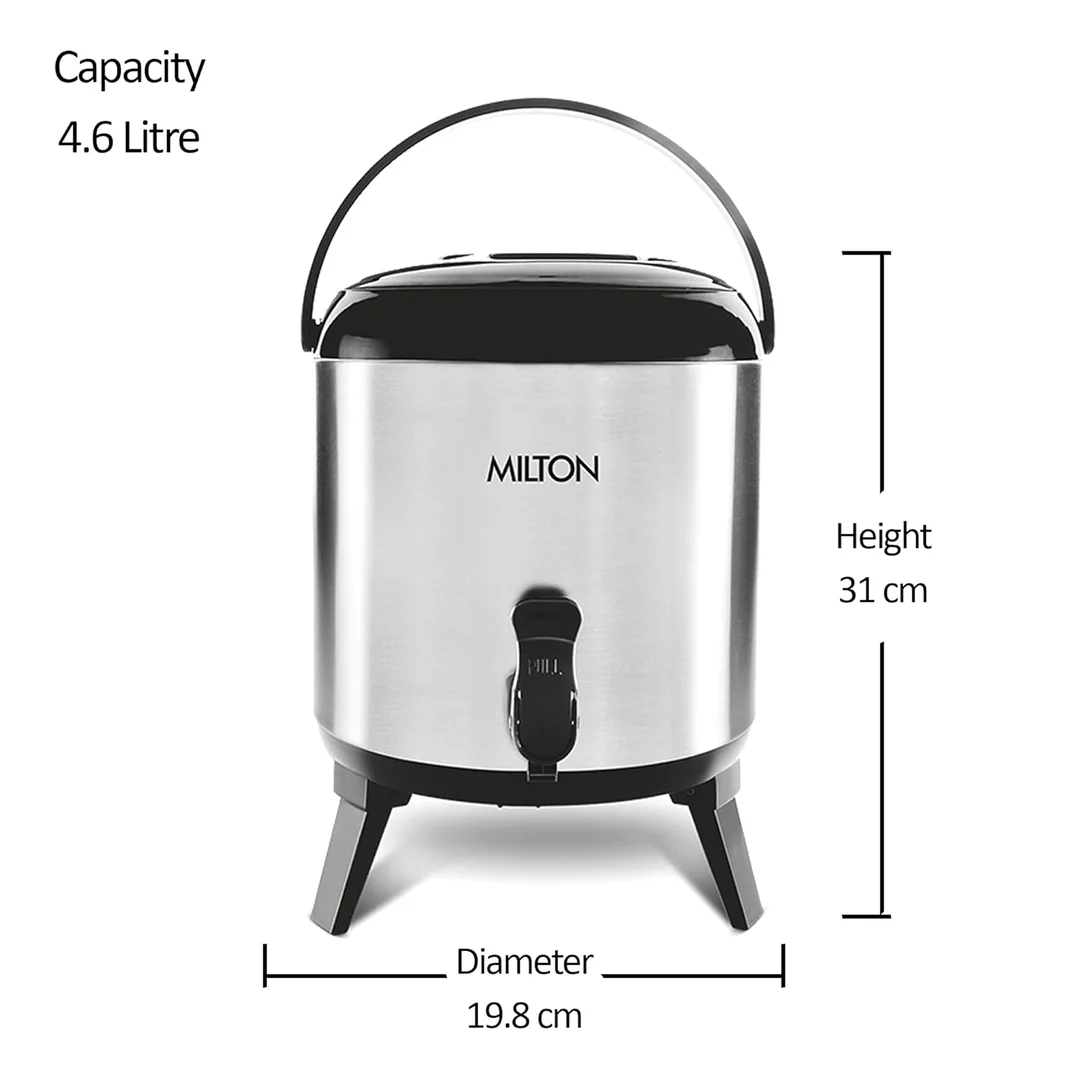Milton Thermosteel 4.6L Insulated Stainless Steel Water Jug – PU Foam Hot & Cold Retention, Leak-Proof Silver image 3