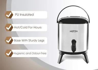 Milton Thermosteel 4.6L Insulated Stainless Steel Water Jug – PU Foam Hot & Cold Retention, Leak-Proof Silver thumbnail 3