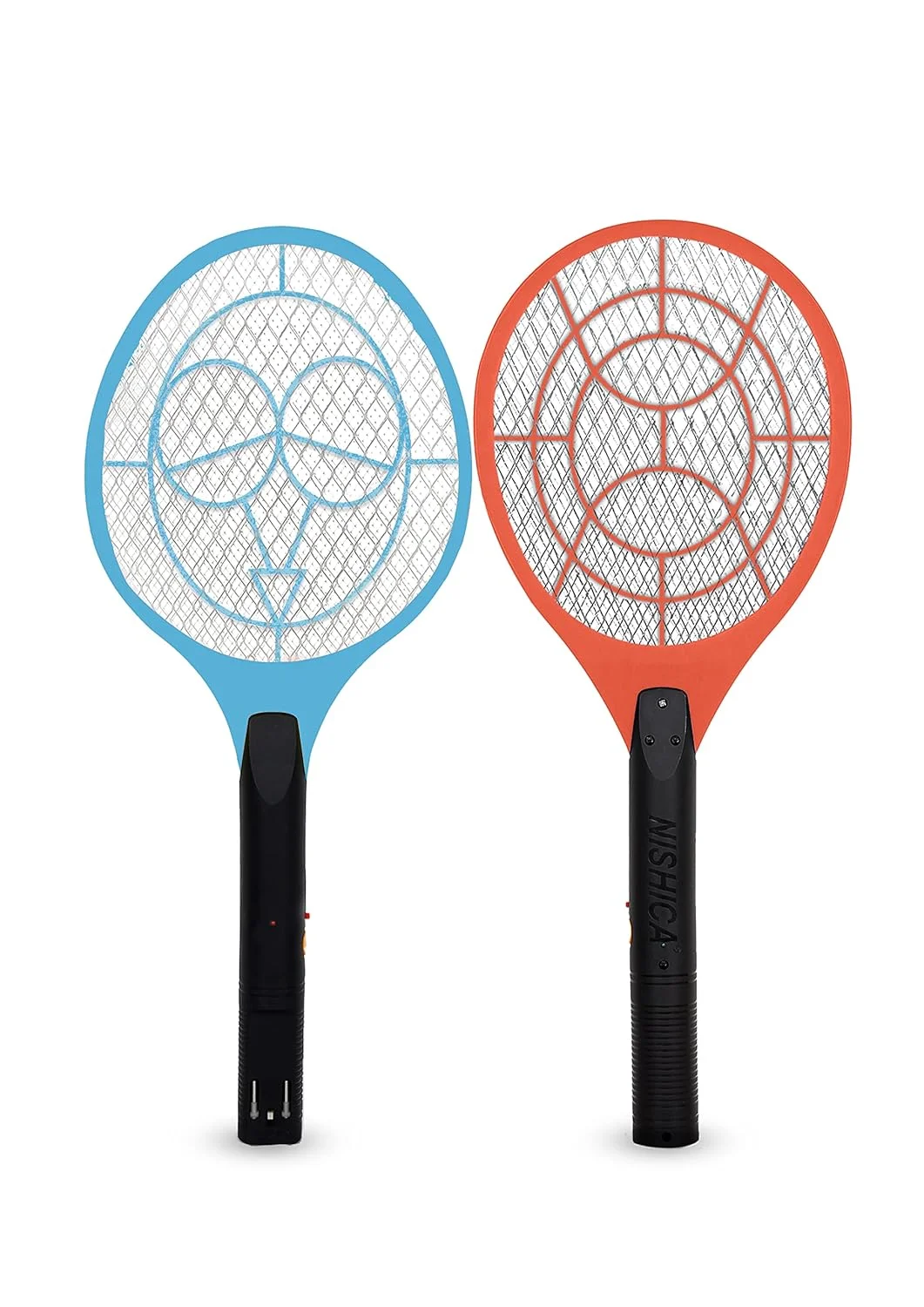 NISHICA Rechargeable Anti Mosquito Racket Bat Pack of 2 Dual Pack USB LED Light Safe Kids High Voltage Electric Insect Killer image 1