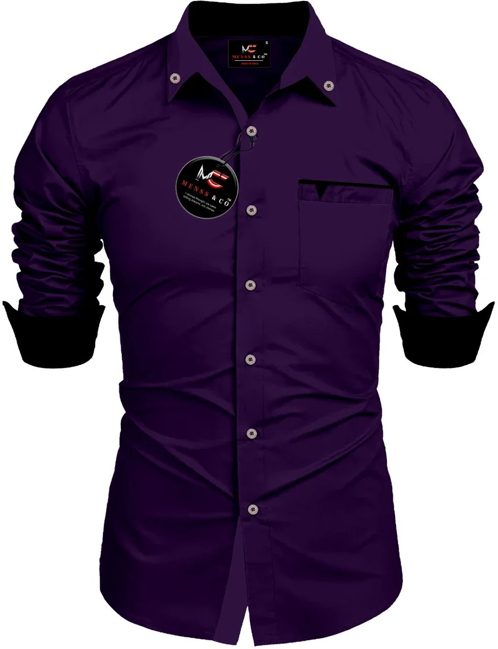 Purple Casual Shirt for Men XL Size | Cotton Blend Regular Fit | Elegant Full Sleeve for Work & Daily Wear image 1