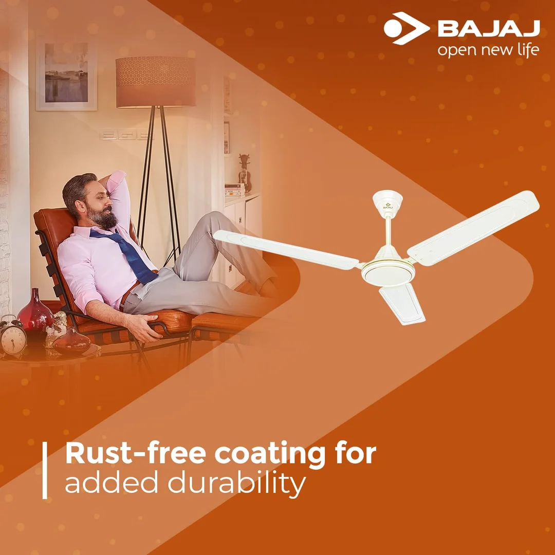 High Speed 1200 mm Bajaj Edge HS Ceiling Fan Opal White Energy Efficient Low Noise Full Copper Motor High Air Delivery Long Lasting Cooling for Living Room Bedroom Dining Home image 2