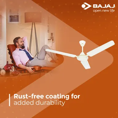 High Speed 1200 mm Bajaj Edge HS Ceiling Fan Opal White Energy Efficient Low Noise Full Copper Motor High Air Delivery Long Lasting Cooling for Living Room Bedroom Dining Home thumbnail 1