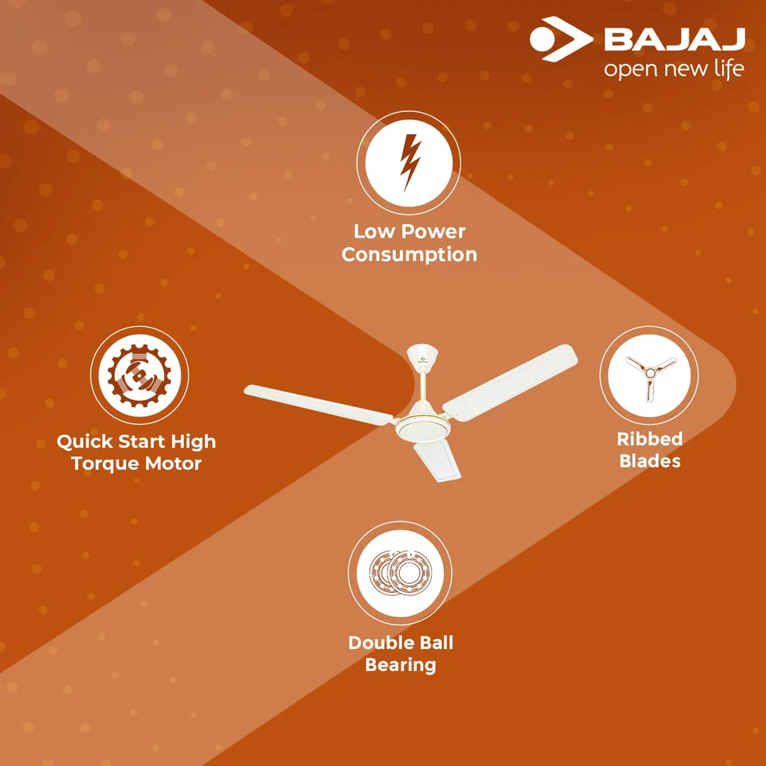 High Speed 1200 mm Bajaj Edge HS Ceiling Fan Opal White Energy Efficient Low Noise Full Copper Motor High Air Delivery Long Lasting Cooling for Living Room Bedroom Dining Home image 4