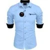 Sky Blue Shirt for Men L Size | Cotton Blend Regular Fit Full Sleeve | Stylish Solid Casual Wear image 1