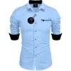 Sky Blue Shirt for Men L Size | Cotton Blend Regular Fit Full Sleeve | Stylish Solid Casual Wear thumbnail 0