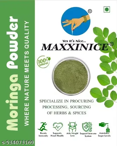 Maxxinice moringa leaves powder | moringa powder benefits | organic moringa leaf powder | immune energy skin thumbnail 0