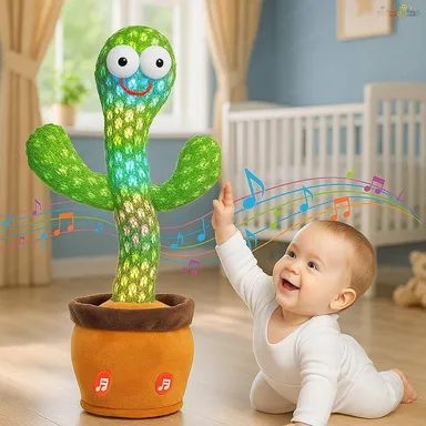 Rechargeable Talking Cactus Toy for Kids| Musical Dancing & Speaking Educational Toy for Toddlers 0-3 Years| Repeating Interactive Baby Toy thumbnail 0