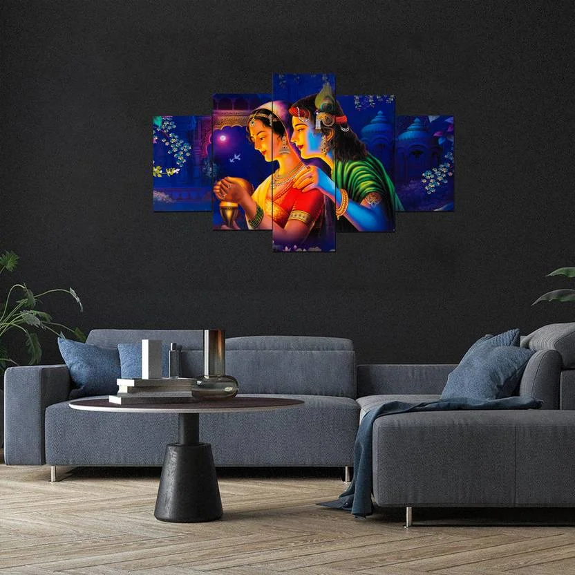 3D Wall Painting Set of 5 | Big Size MDF Framed Decor for Home | Bedroom & Living Room | Modern Art 17x30 inch image 1