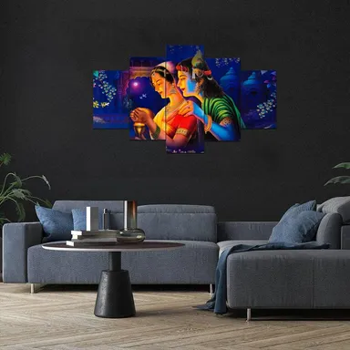3D Wall Painting Set of 5 | Big Size MDF Framed Decor for Home | Bedroom & Living Room | Modern Art 17x30 inch thumbnail 0