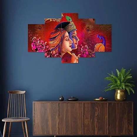 3D Wall Painting Set of 5 | MDF Framed Big Size Decor | for Bedroom & Living Room | 17x30 inch Panels image 2