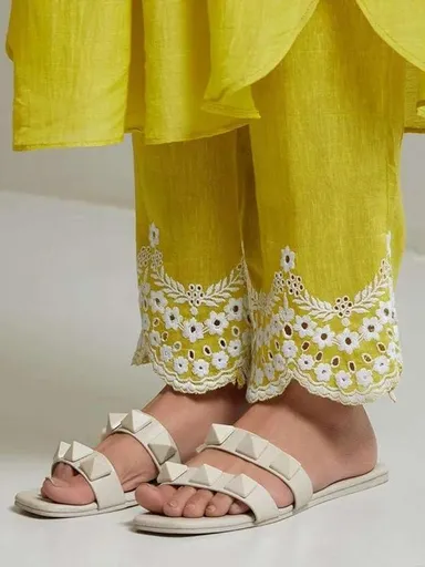 Cotton Kurti Set | Printed Parrot Green Kurti with Palazzo & Dupatta for Women | Flared Ethnic Combo Set | Daily & Festive Wear thumbnail 2