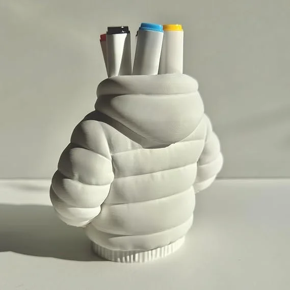 3D Printed White Puffer Jacket Pen Holder | Designer Desk Organizer for Office Table | Quirky Stationery Holder Gift image 2