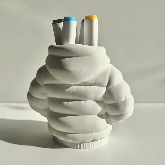 3D Printed White Puffer Jacket Pen Holder | Designer Desk Organizer for Office Table | Quirky Stationery Holder Gift image 4