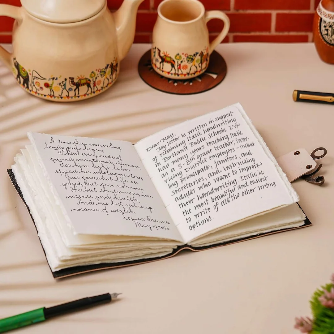 Vintage Handmade Genuine Leather Diary Journal | Premium Antique String Closure | 200 Handmade Unruled Pages DIARY image 2