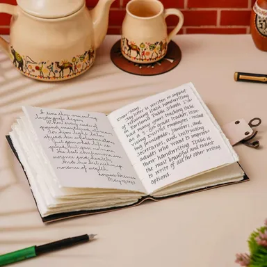 Vintage Handmade Genuine Leather Diary Journal | Premium Antique String Closure | 200 Handmade Unruled Pages DIARY thumbnail 1