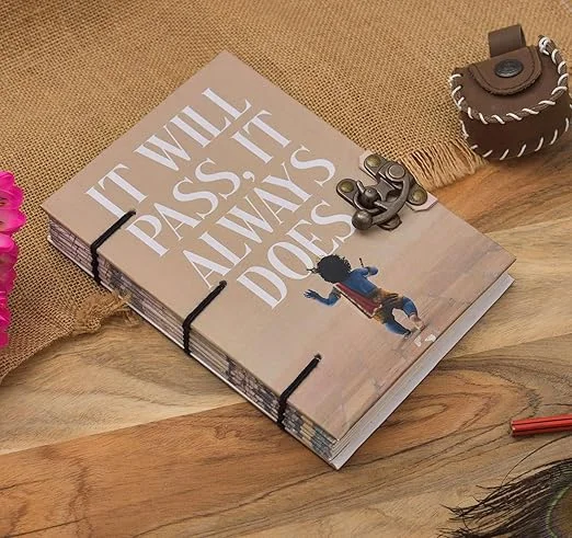 Handmade Journal Diary with Buckle Lock | Printed Cardboard | 200 Pages | Unruled Personal Notebook | Artistic Gift Use image 3