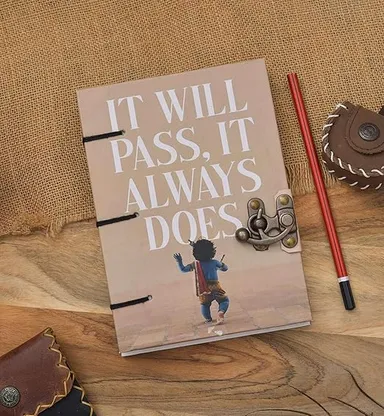 Handmade Journal Diary with Buckle Lock | Printed Cardboard | 200 Pages | Unruled Personal Notebook | Artistic Gift Use thumbnail 0