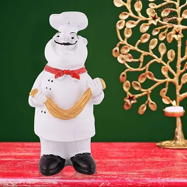 Resin Cute Chef Showpiece Miniature Statue | White Kitchen Table Decor Figurine for Dining Room| Home Office Gift thumbnail 0