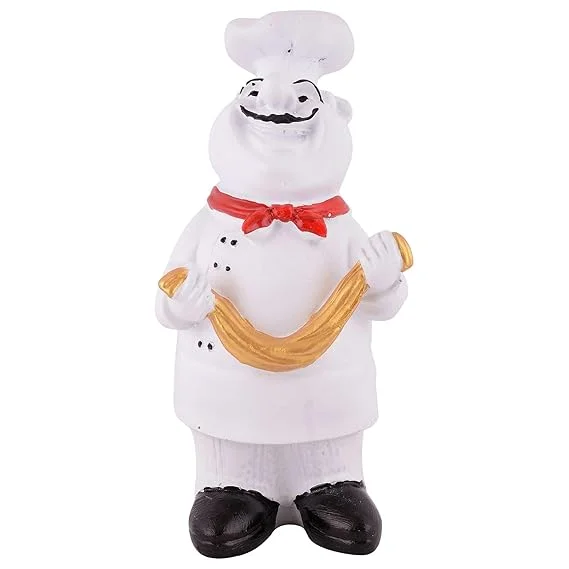 Resin Cute Chef Showpiece Miniature Statue | White Kitchen Table Decor Figurine for Dining Room| Home Office Gift image 3