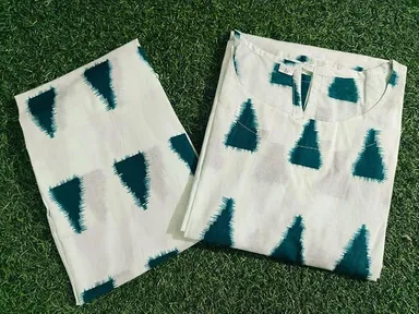 Cotton sleeveless co-ord set | Printed summer two-piece outfit | White medium | Casual breathable thumbnail 3