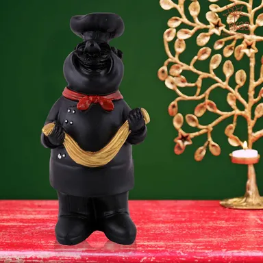 Resin Cute Chef Showpiece | Miniature Kitchen Statue Black | Home Decor Gift for Kitchen & Dining thumbnail 0