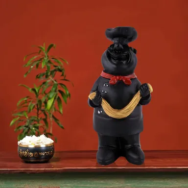 Resin Cute Chef Showpiece | Miniature Kitchen Statue Black | Home Decor Gift for Kitchen & Dining thumbnail 1