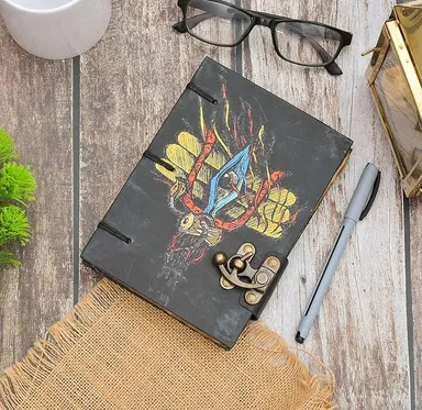 Little Crafts buckle lock journal | 200-page unruled printed cardboard diary for men and women thumbnail 3
