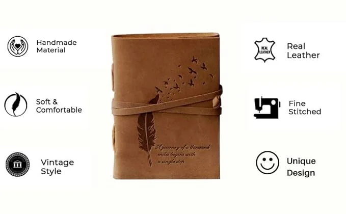 Little Crafts leather travel journal | handmade vintage leather diary 200 pages unruled image 4