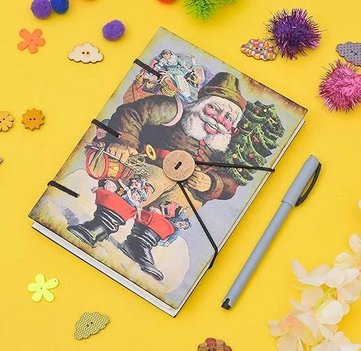 Handmade Printed Cardboard Journal |200 Pages Diary with String Closure | Creative Sketch & Writing Notepad for Artists Students Gift image 1